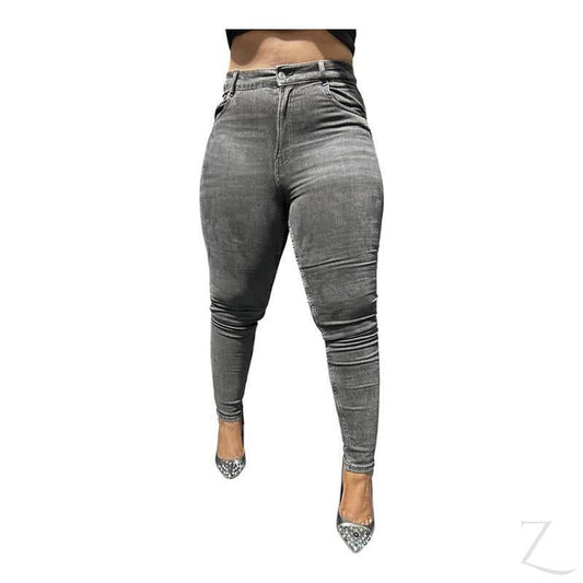 Buy-Ladies High Rise Super Strong Super Skinny Slightly Stretchy Denim Jeans | Plain | "Rio" - B Grade-Charcoal Black-28-Online-in South Africa-on Zalemart