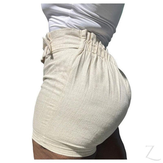 Buy-Ladies High Waist Paper Bag Linen Shorts | "Oola" - B Grade-Online-in South Africa-on Zalemart