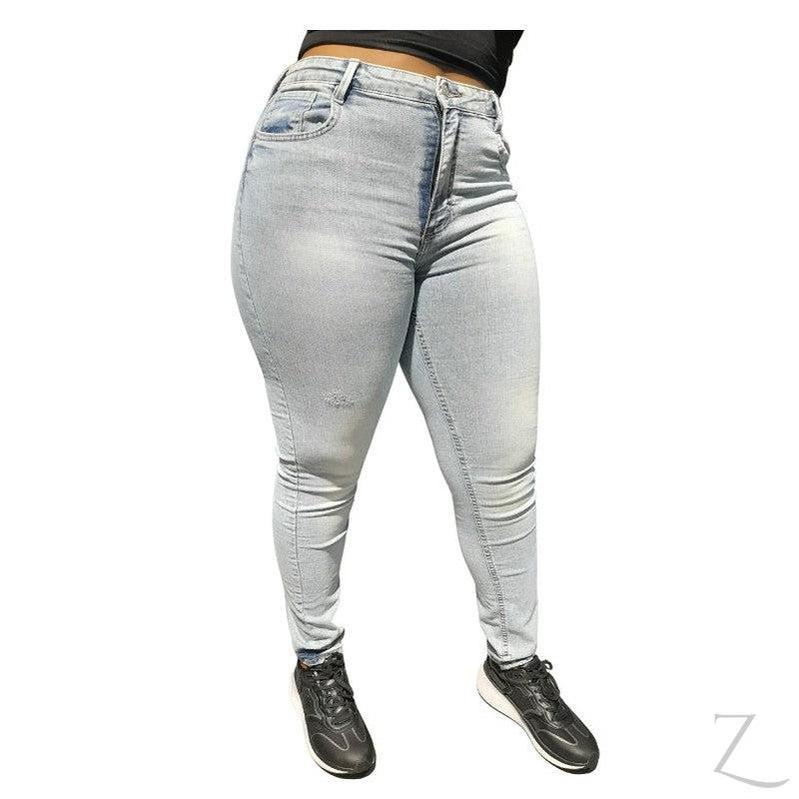 Buy-Ladies High Waist Strong Stretchy Slim Fit Denim Jeans | Plain | "Juni" - B Grade-Light Wash Blue-28-Online-in South Africa-on Zalemart