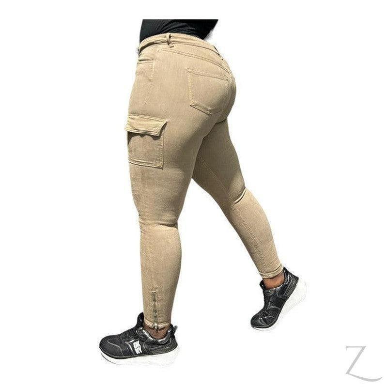 Buy-Ladies High Waist Super Skinny Strong Stretchy Cargo Pants | Zip Detail | "Oola" - B Grade-Online-in South Africa-on Zalemart
