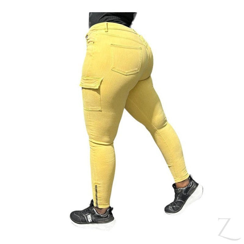 Buy-Ladies High Waist Super Skinny Strong Stretchy Cargo Pants | Zip Detail | "Oola"-Online-in South Africa-on Zalemart