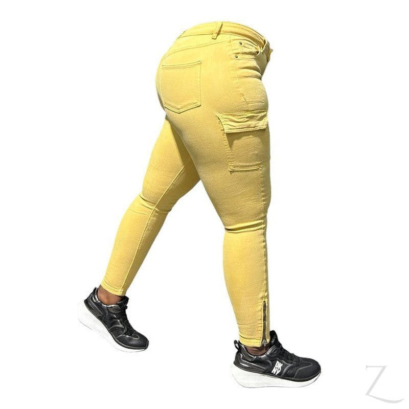 Buy-Ladies High Waist Super Skinny Strong Stretchy Cargo Pants | Zip Detail | "Oola"-Online-in South Africa-on Zalemart