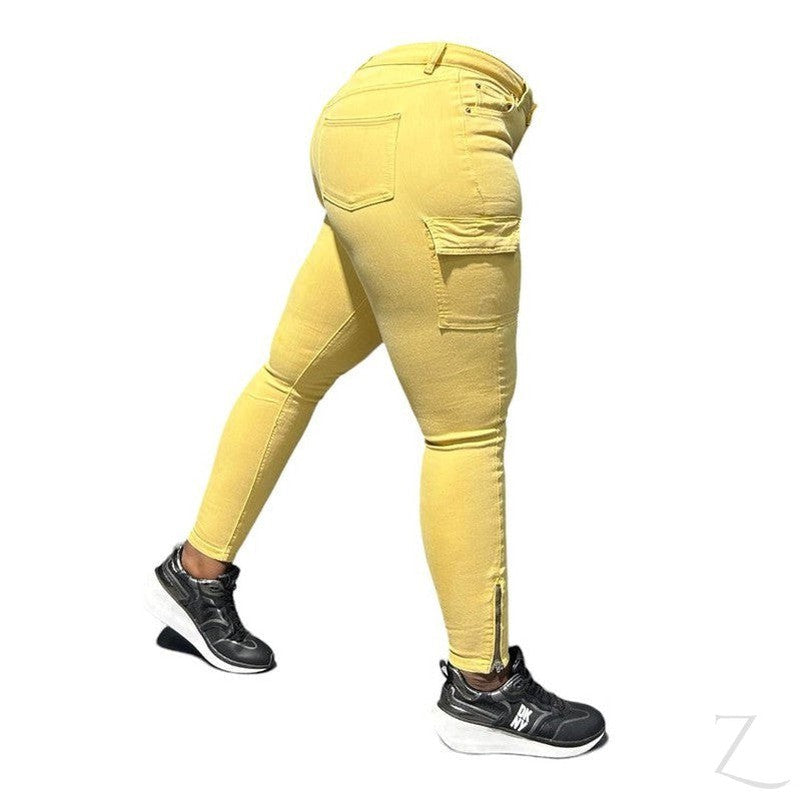 Buy-Ladies High Waist Super Skinny Strong Stretchy Cargo Pants | Zip Detail | "Oola"-Online-in South Africa-on Zalemart
