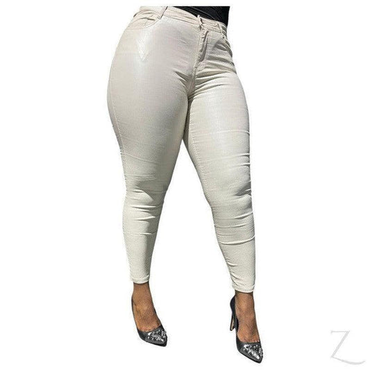 Buy-Ladies High Waist Super Skinny Super Stretchy Strong Denim Jeans | Plain | "Limu" - B Grade-Cream-M (34/36)-Online-in South Africa-on Zalemart