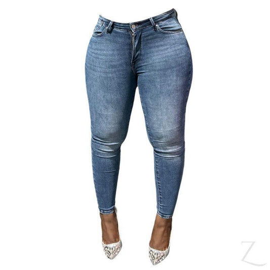 Buy-Ladies High Waist Super Skinny Super Strong Stretchy Denim Jeans | Plain | "Phela" - B Grade-Medium Blue-XS-Regular-Online-in South Africa-on Zalemart