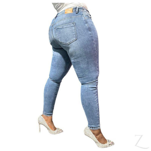 Buy-Ladies High Waist Super Skinny Super Strong Stretchy Denim Jeans | Plain | "Phela" - B Grade-Online-in South Africa-on Zalemart