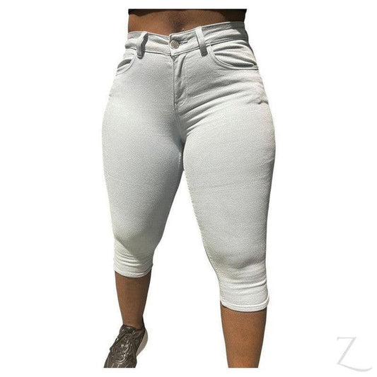 Buy-Ladies High Waist Super Stretchy Strong Capri Denim Jeans | 3/4 Length | "Ruri" - B Grade-Light Blue-34-Online-in South Africa-on Zalemart