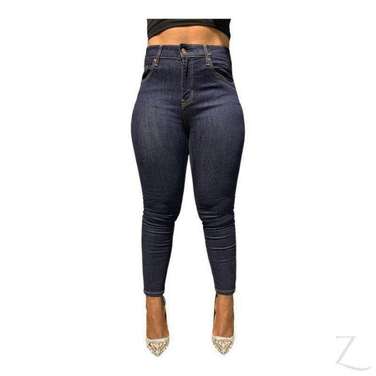 Buy-Ladies High Waist Super Strong Stretchy Skinny Denim Jeans | Plain | "Roo" - B Grade-Navy Blue-24-Regular-Online-in South Africa-on Zalemart