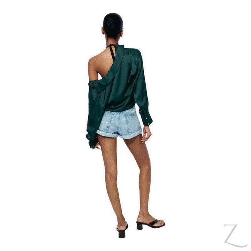 Buy-Ladies Satin Effect Basic Shirt | Long SLeeve | "Zia" - B Grade-Online-in South Africa-on Zalemart