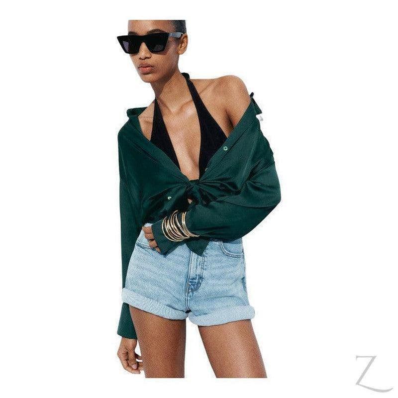 Buy-Ladies Satin Effect Basic Shirt | Long SLeeve | "Zia" - B Grade-Online-in South Africa-on Zalemart
