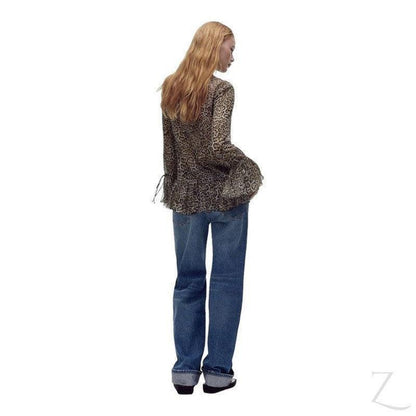 Buy-Ladies Sheer Blouse with Raffles | Leopard Print | "Zia" - B Grade-Online-in South Africa-on Zalemart