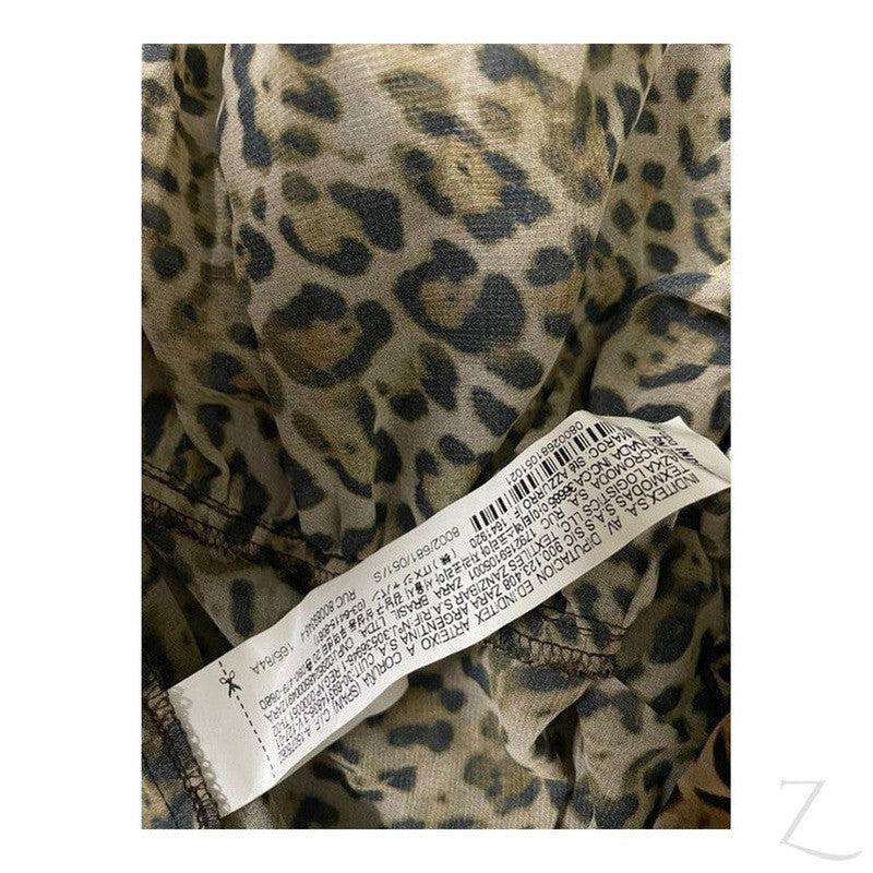 Buy-Ladies Sheer Blouse with Raffles | Leopard Print | "Zia" - B Grade-Online-in South Africa-on Zalemart