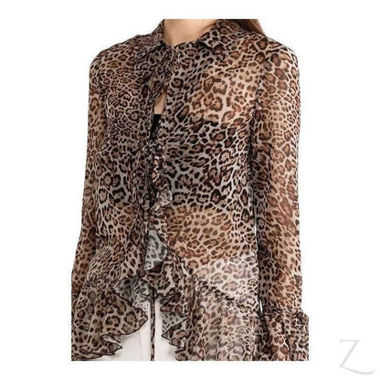 Buy-Ladies Sheer Blouse with Raffles | Leopard Print | "Zia" - B Grade-Online-in South Africa-on Zalemart