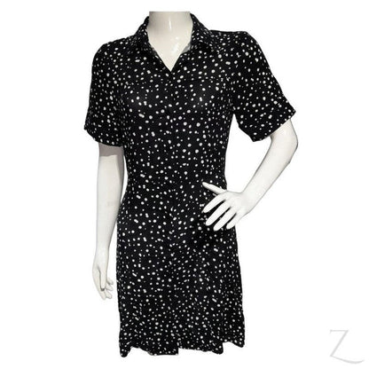Buy-Ladies Short Sleeve Mini Summer Dress | Short | "Oola" - B Grade-Black with White Dots-XS-Online-in South Africa-on Zalemart