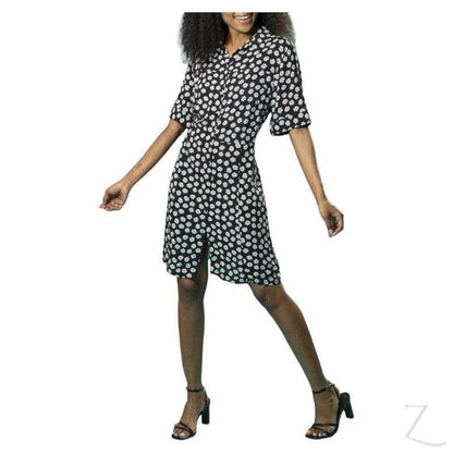 Buy-Ladies Short Sleeve Mini Summer Dress | Short | "Oola" - B Grade-Black with White Flowers-XS-Online-in South Africa-on Zalemart