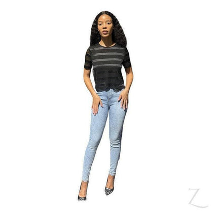 Buy-Ladies Silky Mesh Top | Striped | "Ria" - B Grade-Online-in South Africa-on Zalemart