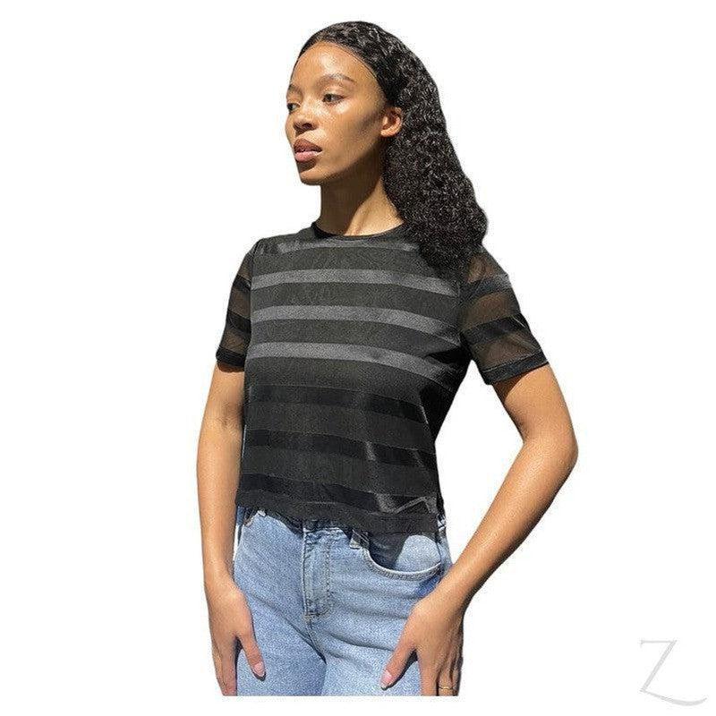 Buy-Ladies Silky Mesh Top | Striped | "Ria" - B Grade-Online-in South Africa-on Zalemart