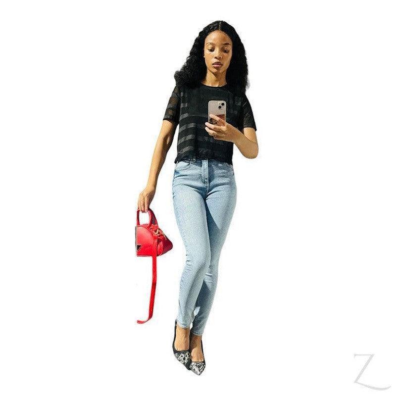Buy-Ladies Silky Mesh Top | Striped | "Ria" - B Grade-Online-in South Africa-on Zalemart