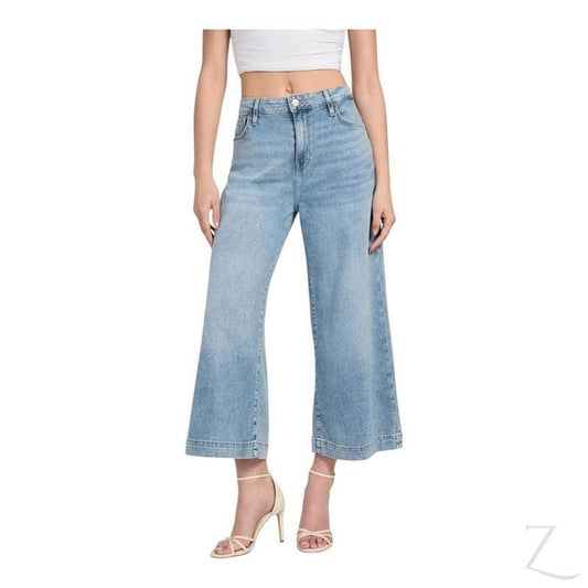 Buy-Ladies Stretchy Strong Wide Leg Denim Jeans | Cropped | "Gela"-Light Blue-28-Online-in South Africa-on Zalemart