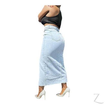 Buy-Ladies Super Strong Cropped Pencil Denim Skirt | Maxi | "Mina" - B Grade-Online-in South Africa-on Zalemart