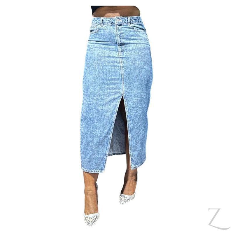 Buy-Ladies Super Strong Plain Pencil Denim Skirt | Maxi | "Mina" - B Grade-Blue-28-Online-in South Africa-on Zalemart