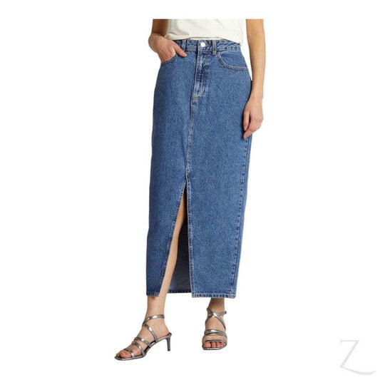 Buy-Ladies Super Strong Plain Pencil Denim Skirt | Maxi | "Mina" - B Grade-Dark Blue-28-Online-in South Africa-on Zalemart