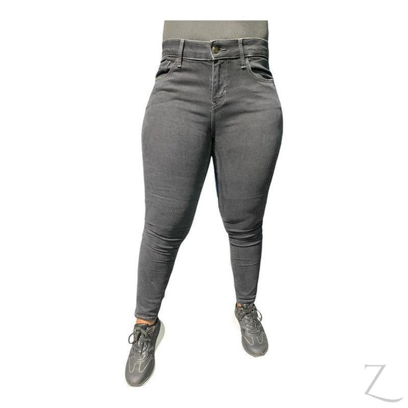 Buy-Ladies Super Strong Slightly Stretchy Skinny Denim Jeans | Plain | "Roo" - B Grade-Charcoal Black-28-Regular-Online-in South Africa-on Zalemart