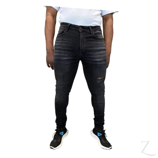 Buy-Men's Super Skinny Strong Stretchy Denim Jeans | Ripped | "Wow" - A Grade-Charcoal Black-28-Regular-Online-in South Africa-on Zalemart