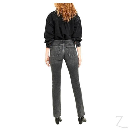 Ladies High Rise Super Strong Slightly Stretchy Slim Fit Denim Jeans With Cropped Hem | Plain | "Samina" - A Grade