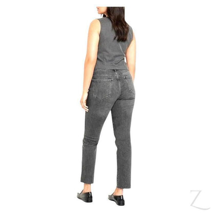 Ladies High Rise Super Strong Slightly Stretchy Slim Fit Denim Jeans With Cropped Hem | Plain | "Samina" - A Grade