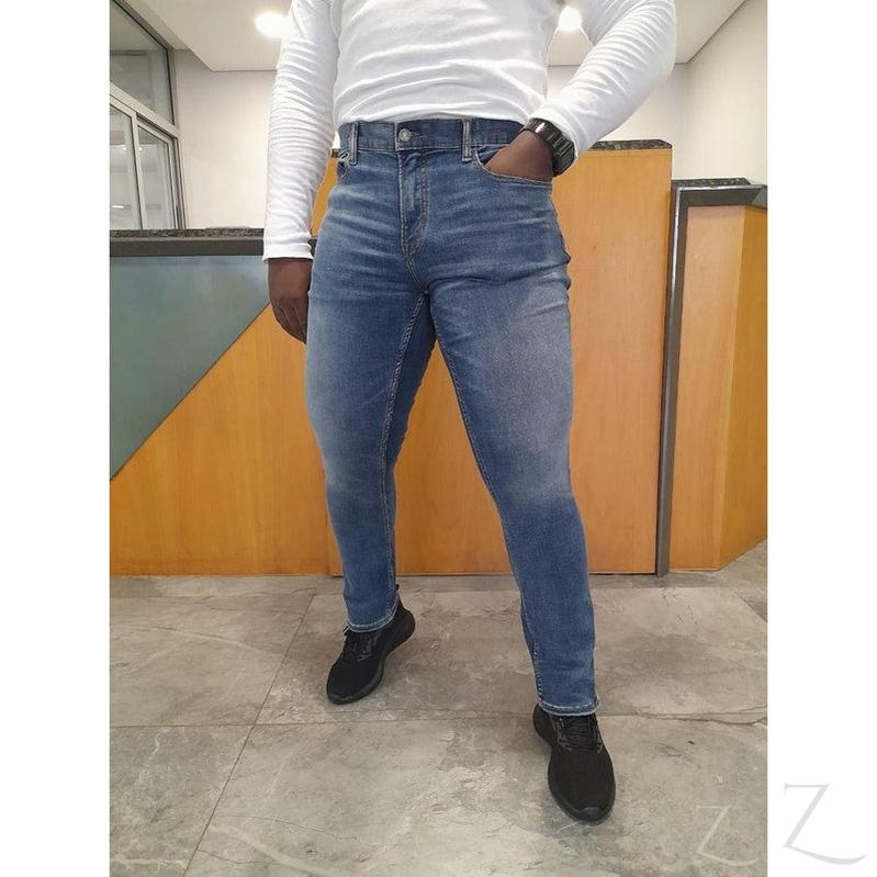 Buy-Men's Super Strong Stretchy Slim-Straight Denim Jeans | Plain | "Samina" - B Grade-Online-in South Africa-on Zalemart