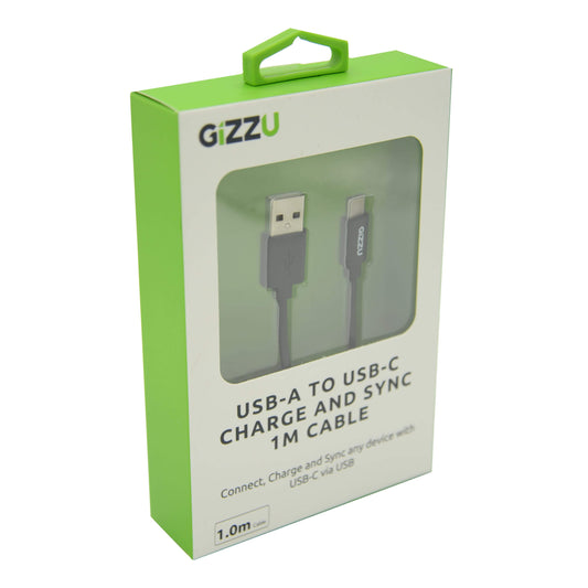 GIZZU USB2.0 A to USB-C 1m Cable - Black