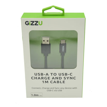 GIZZU USB2.0 A to USB-C 1m Cable - Black