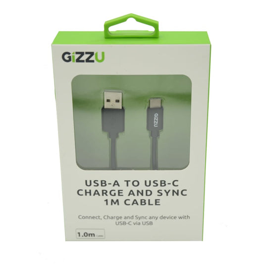 GIZZU USB2.0 A to USB-C 1m Cable - Black
