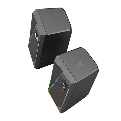 Redragon ANVIL 2.0 Speakers 2 x 3W | 8 Mode RGB | USB+3.5mm | Power + Volume Buttons - Black