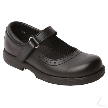 Greencross Velcro Girls School Shoes - Black