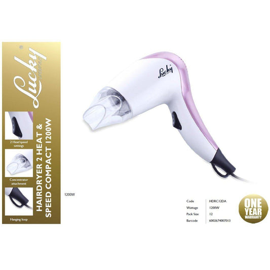 Buy-Lucky Hair Dryer 2 Heat Settings Plastic White 2 Speed 1200W-Online-in South Africa-on Zalemart