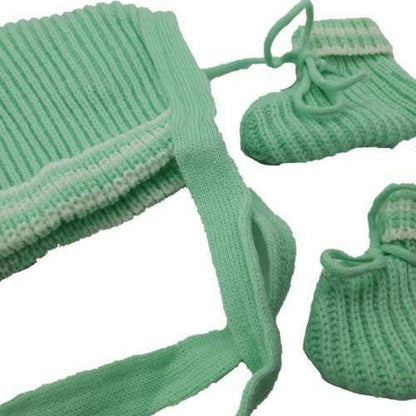 Newborn Baby Bonnet & Bootie Set - Assorted Colours - Zalemart
