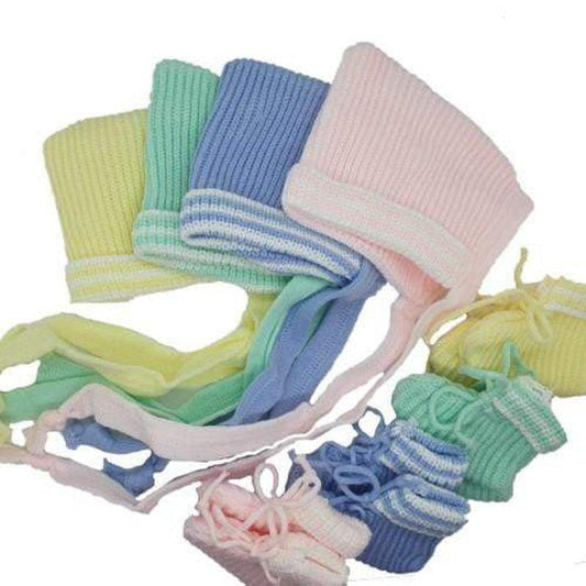 Newborn Baby Bonnet & Bootie Set - Assorted Colours - Zalemart