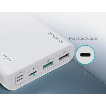Buy-Romoss Sense6+ 20000mAh QC Type-C Power Bank - White-Online-in South Africa-on Zalemart